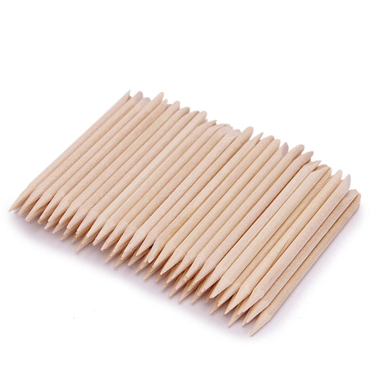 Natural Orange Wood Nail Sticks – 100 PCS Cuticle Pusher / Remover  for Manicure and Pedicure