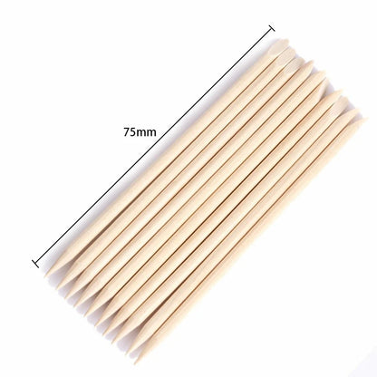 Wooden Sticks – 100PCS Orange Wood Cuticle Pushers & Nail Art Tools