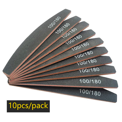 Half Moon Nail Files – 100/180 Grit File for Gel Polish & Manicures