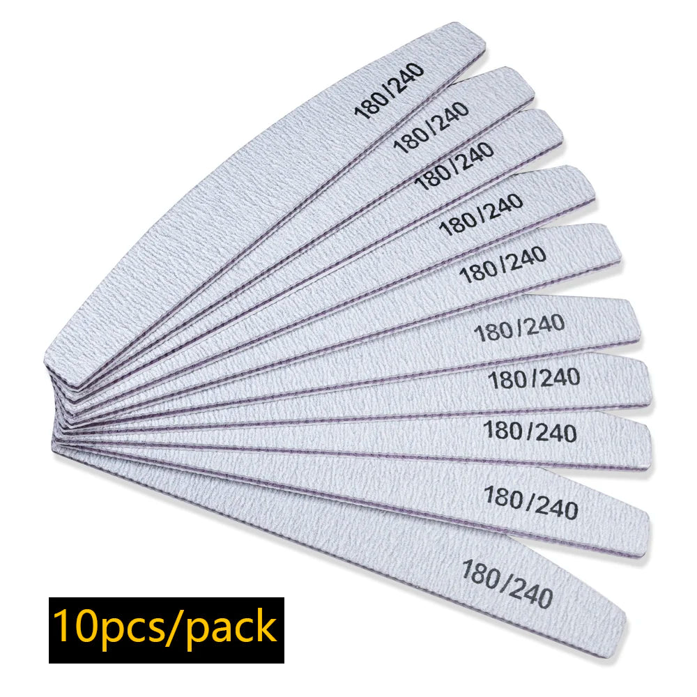 Half Moon Nail Files – 100/180 Grit File for Gel Polish & Manicures