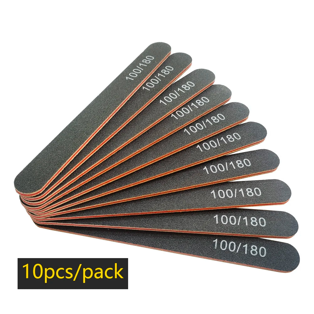 Half Moon Nail Files – 100/180 Grit File for Gel Polish & Manicures