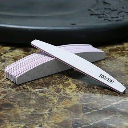 Half Moon Nail Files – 100/180 Grit File for Gel Polish & Manicures