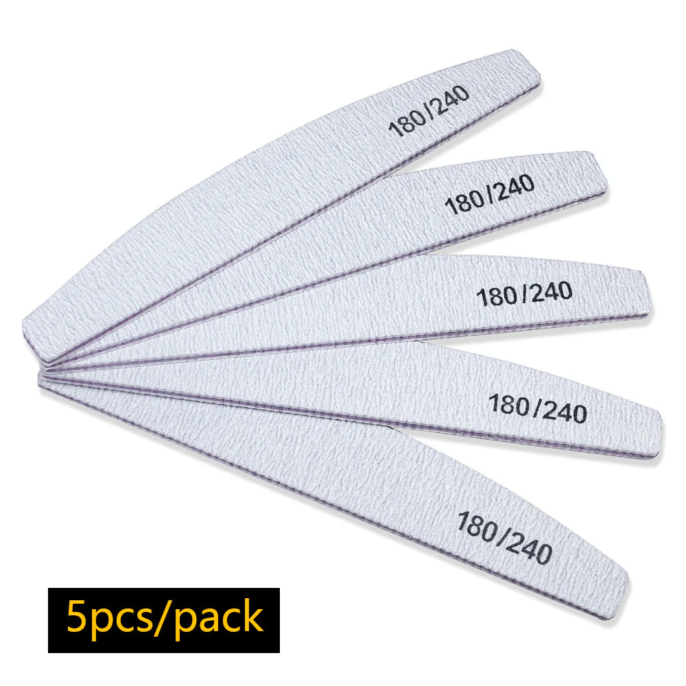 Half Moon Nail Files – 100/180 Grit File for Gel Polish & Manicures