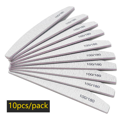 Half Moon Nail Files – 100/180 Grit File for Gel Polish & Manicures